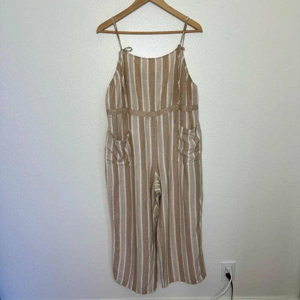 Madewell Striped Tie-Strap Wide-Leg Overalls SZ. XL